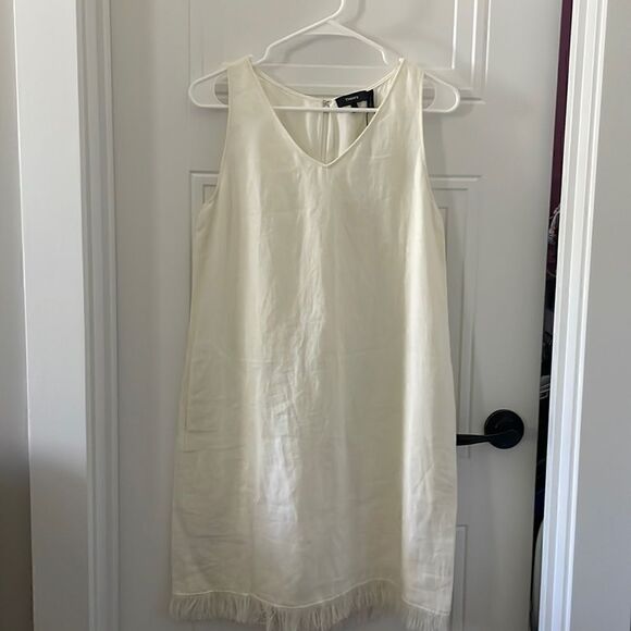 Theory Oekel Linen Drape Dress in Ivory - Picture 2 of 8